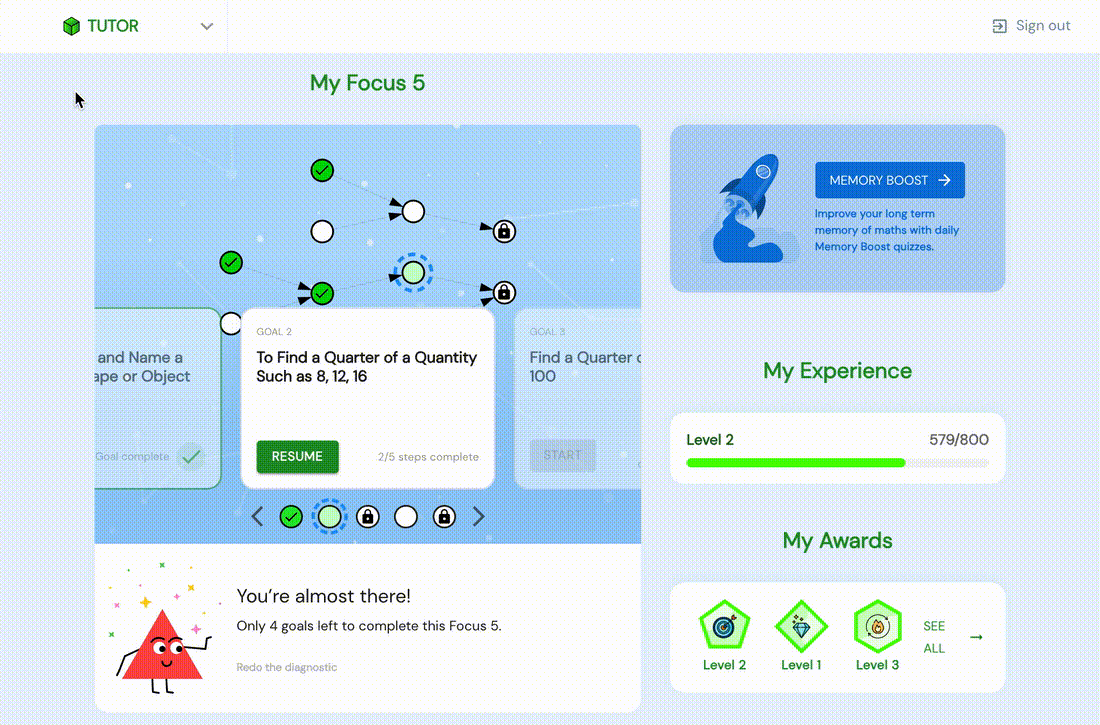 Complete Maths TUTOR Dashboard with new Focus 5 panel